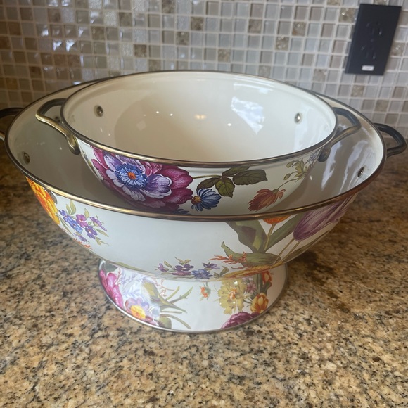 Mackenzie Childs White Flower Market Everything Bowl Set